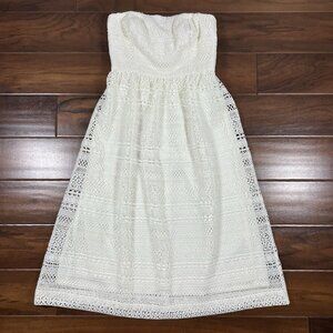 J Crew Women's‎ Size 00 Off White Lace Crochet Stanbury Strapless Dress H7369
